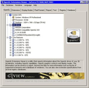 OpenGL Extension Viewer 2 28 информация об OpenGL драйвере видеокарты