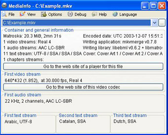 MediaInfo 0 7 9 подробная информация о видеофайлах