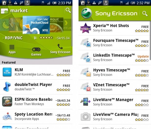 Открылся фирменный канал Sony Ericsson на Android Market