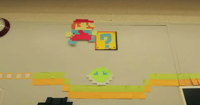 Видео дня игра Super Mario ожила на стенах офиса с помощью тысяч листков для заметок